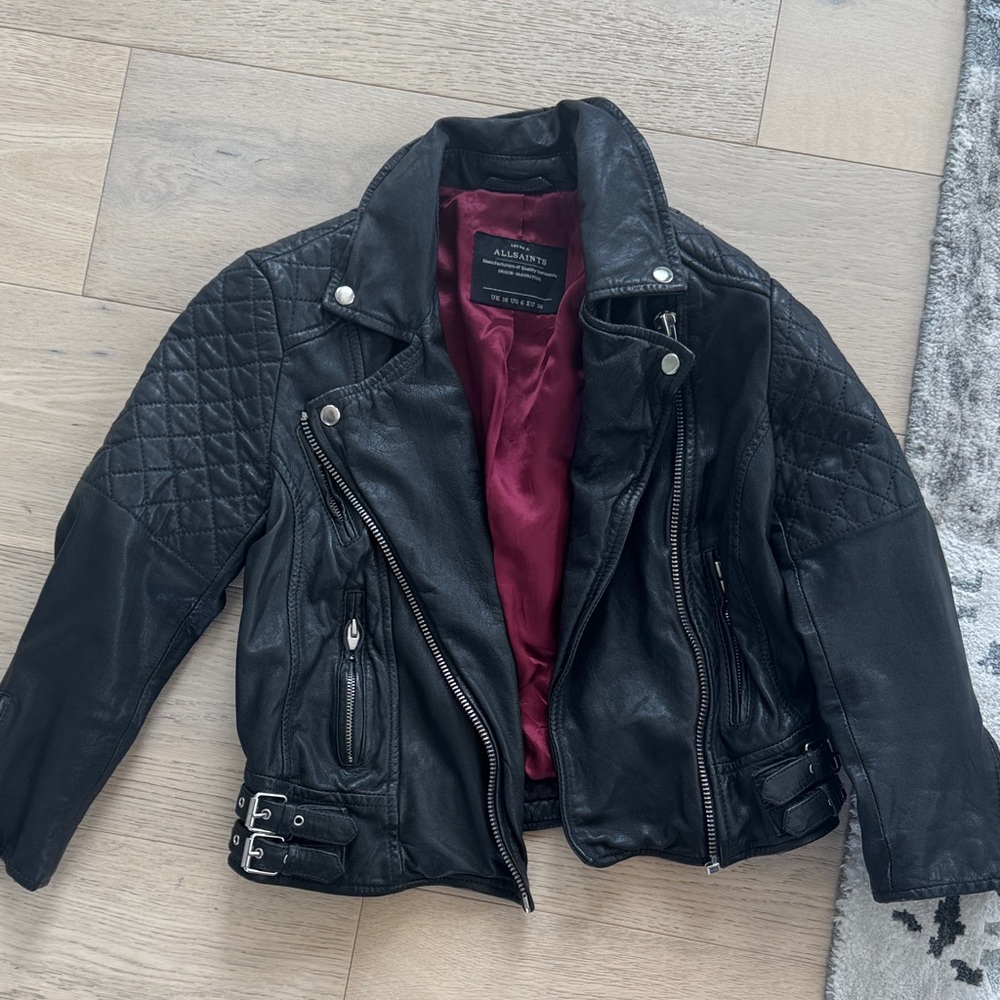 All Saints Black Quilted Leather Jacket